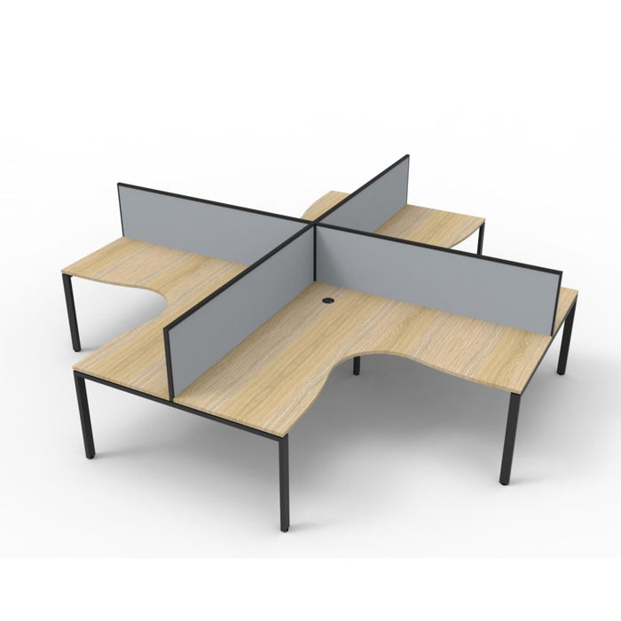Deluxe Rapid Infinity 4-Person Pod of Corner Workstations with Screens